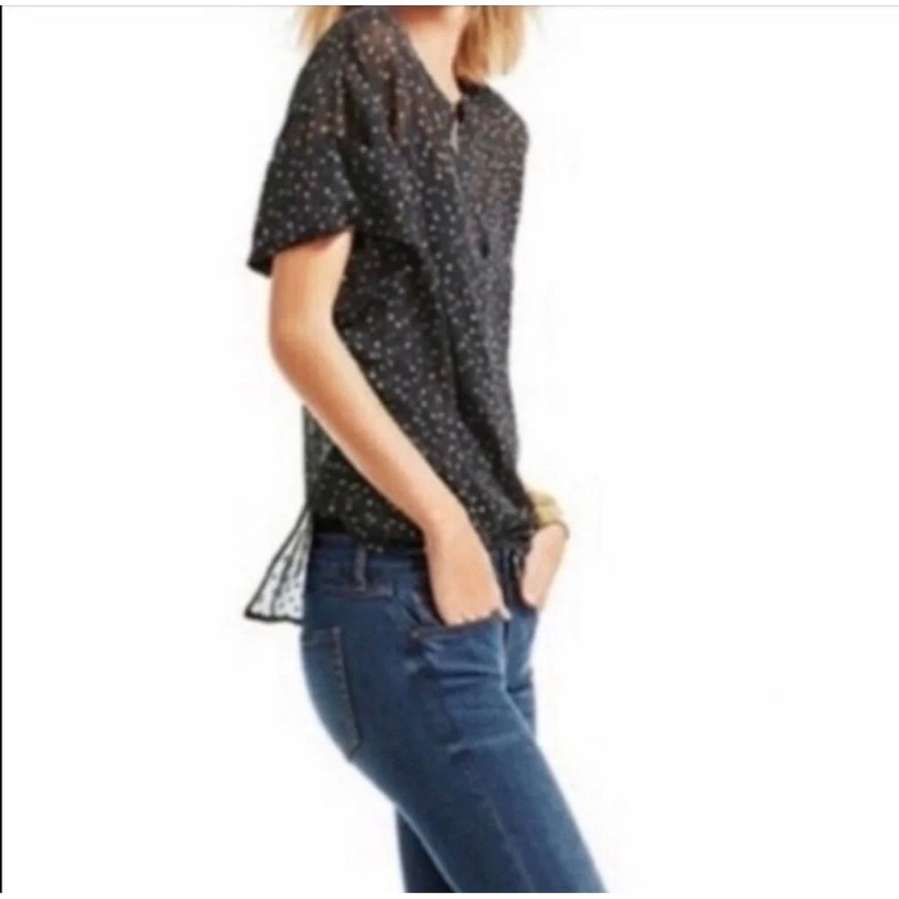 Cabi Dot-to-Dot Blouse Black Polka Dot Sheer Chiffon Top Style 239 Womens XS